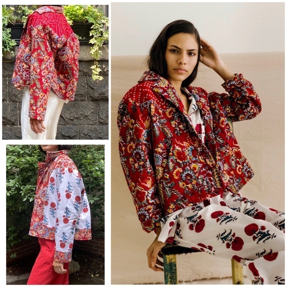 NWT Alix of Bohemia Rosemary Dune Reversible Quilt Floral Handmade Jacket XL‌‌‌